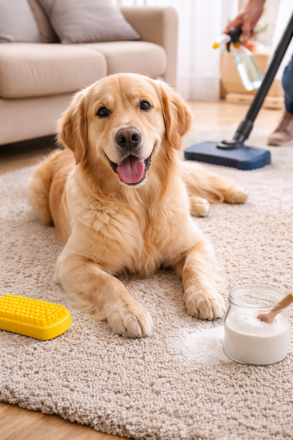 Aspirado profundo de alfombra para retirar pelos antes de desodorizar